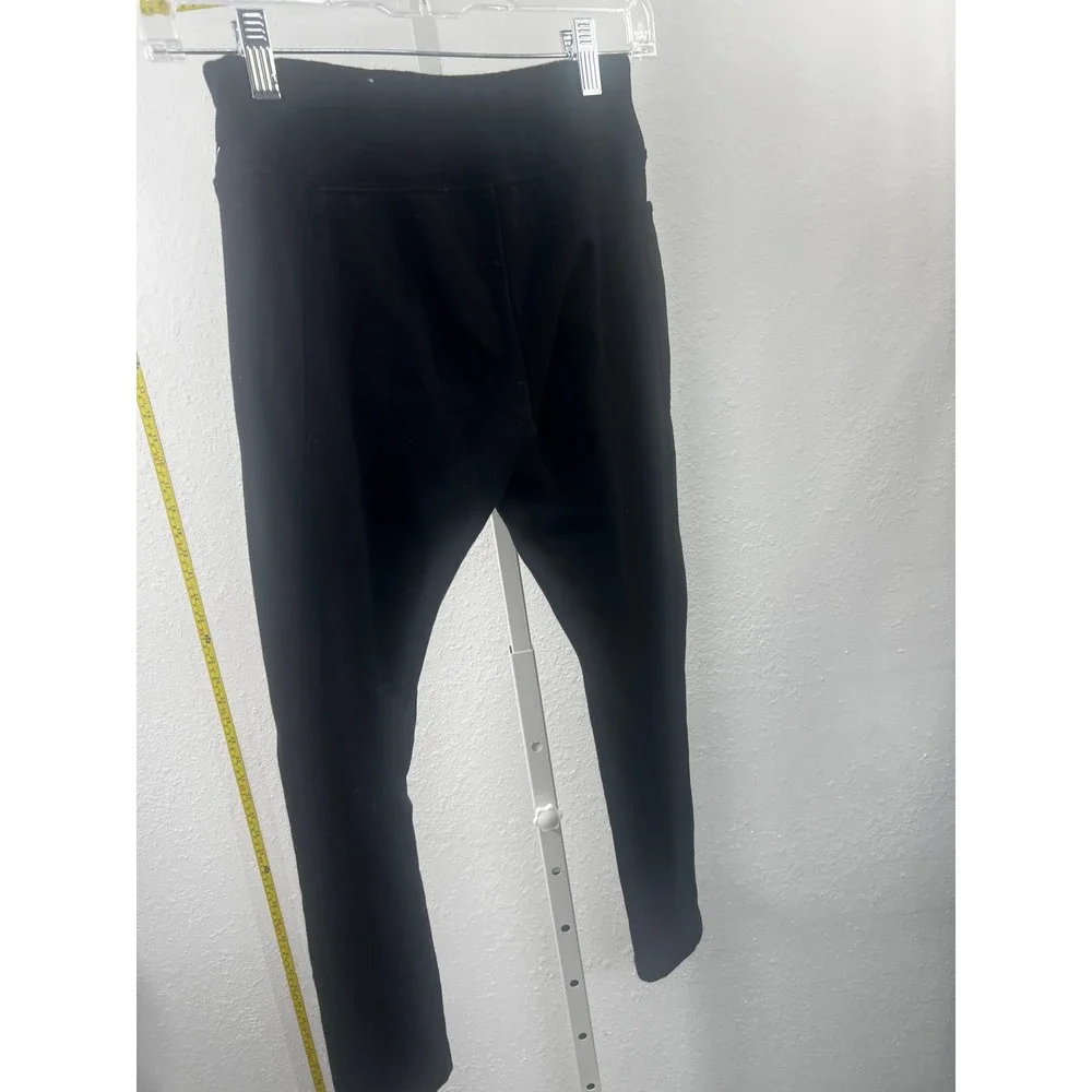 Justice Girls Black High‎ Waisted Leggings Silver Script Logo Size 12 Activewear
